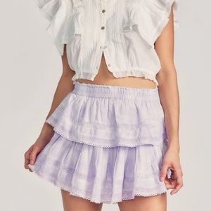 LoveShackFancy Ruffle Mini Skirt Purple